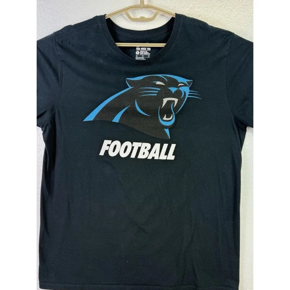 Nike Tee Carolina Panthers NFL T Shirt Mens‎ Sz XL Black Athletic Cut Chest 44